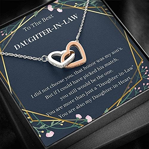Nakit za poruke, ručno izrađena ogrlica - personalizirana poklon za međusobno zaključavanje srca privjesak na moju snahu, moju kćer-u srcu, bonus kćer, ogrlica, ogrlica,