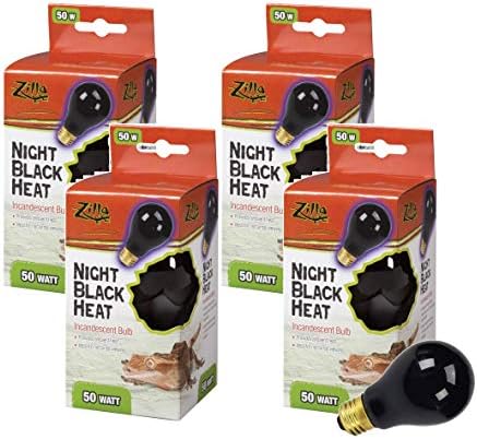 Zilla 4 Pakovanje toplotnih lampi sa žarnom niti za gmizavce, noćne Crne, 50W