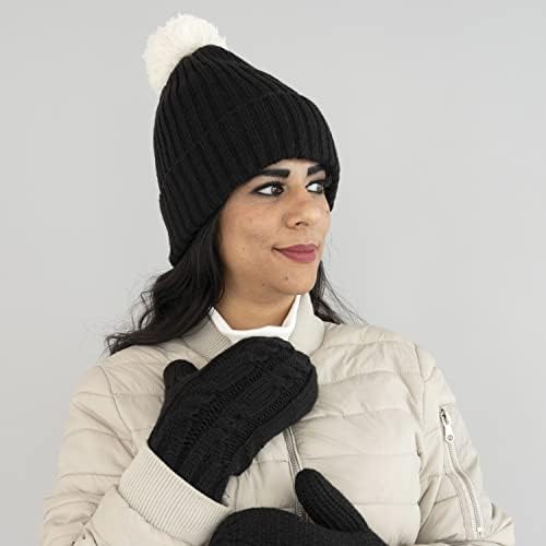 isotoner ženski vodoodbojni hladni vremenski Meki udoban pleteni šešir sa pompom od pređe