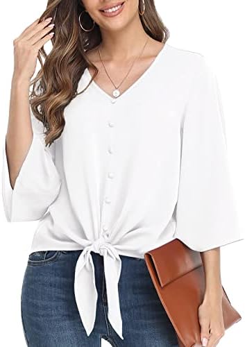 Yubnlvae V izrez Plus Size duksevi kratki rukav lagani trendi Casual prugaste ljetne bluze za žene opuštene