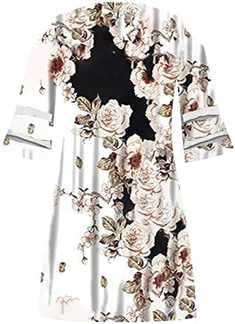 NOKMOPO Ženski džemper haljina Ljeto Novo V-izrez za pozicioniranje cvijeća kratkih rukava Haljina modne