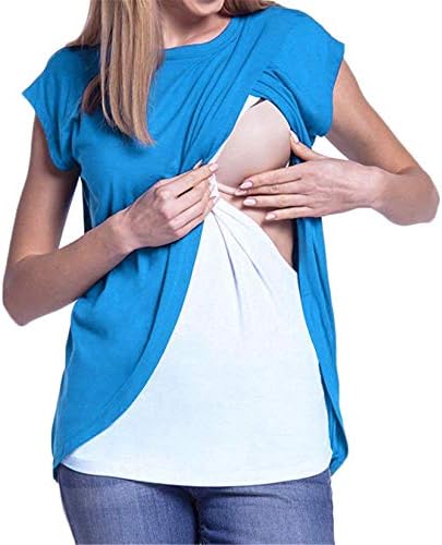 Andongnywell odjeća za trudnice žene dojilje vrhovi za dojilje meka dvoslojna kratka rukava majica