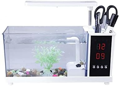 ZLBYB Mini akvarijumska riba USB akvarijum sa LED svetlom LCD ekranom i satom riba akvarijumski akvarijumi