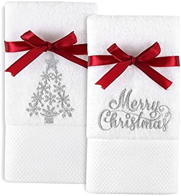 2 pakovanje božićnih ručnika pamuk iz vezeni premium luksuzni dekor kupatilo ukrasne ručnike za suđe