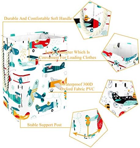 MAPOLO korpa za veš avioni uzorak sklopiva korpa za veš sa ručkama odvojivi Nosači dobro držeći vodootporne