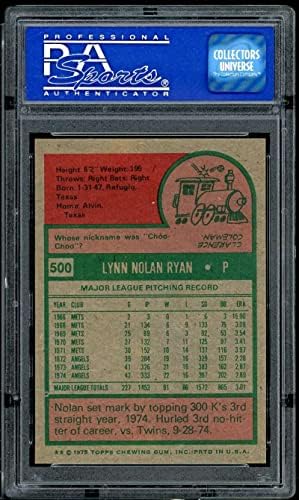 Nolan Ryan Card 1975 TOPPS 500 PSA 8