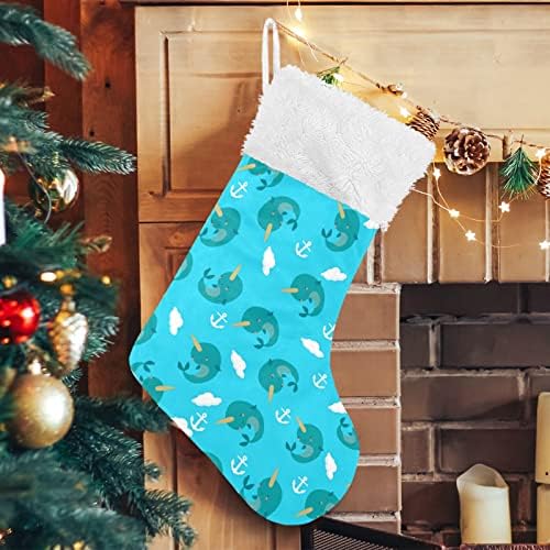Hjjkllp Narwhals Cloud Božićne čarape Velike bombone čarape Djeca slatka personalizirana čarapa sa kristalnim