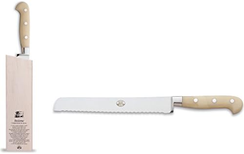 Coltellerie Berti Insieme nož za kruh W / Magnetizirani drveni blok | Slonovača Lucite ručka