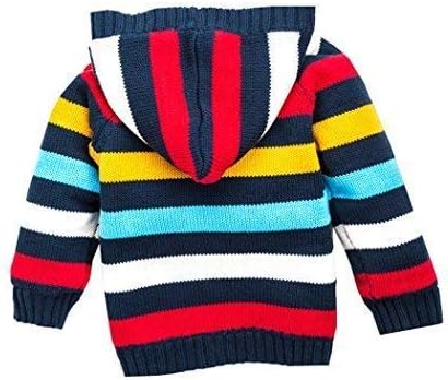 Deone Baby Boys Girls Knit Striped Cardigan Dukseri Toddler Fleece obložen kapuljačom zimski jakni