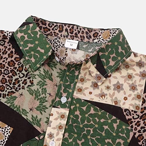Muške košulje Casual Print muške odbijene grudi Shirt Single Shirt Leopard rukav ovratnik šarene košulje