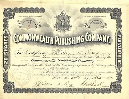 Commonwealth Publishing Co. - Certifikat Zaliha