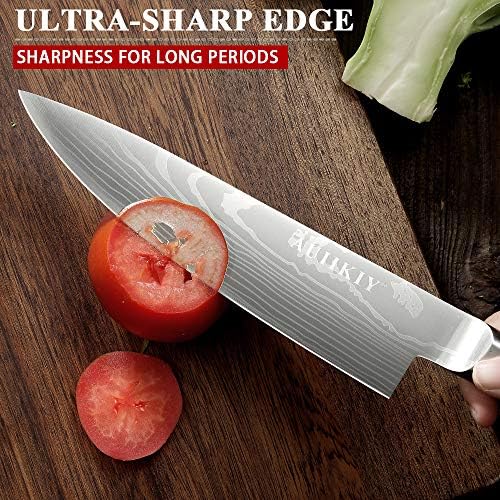 OWUYUXI profesionalni kuharski nož 7 inča, kuhinjski nož, kuharski nož sa ergonomskom ručkom sa trostrukim