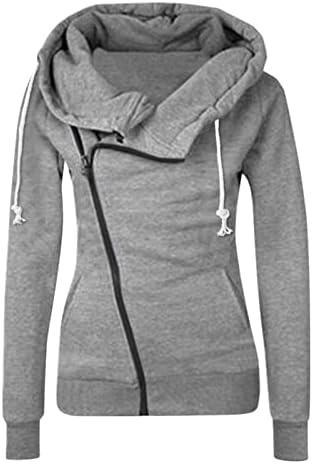 Žene zip up hoodie jakna zimska modna dukserica s dugim rukavima, čvrsti topli Y2K vrhovi džemper kaput