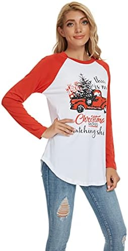 Sretan božićni majica za žene bejzbol dugih rukava Raglan plaćeni spajanje