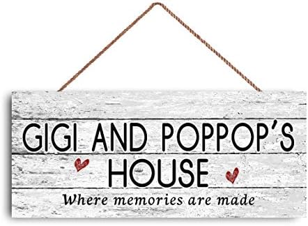 GUQFF 12x6 inčni novi znak Gigi i Poppop's House Sign, gdje su uspomene, u nevolji, poklon za bake i bake, unutarnji znak na otvorenom
