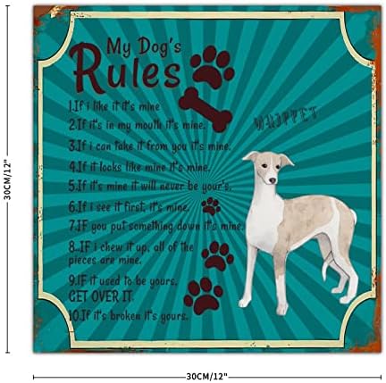 Alioyoit Funny Metal Dog Sign my Dog's Rules Antique Cute Puppy Dog Sign With sarkastičan Pet Dog Quote