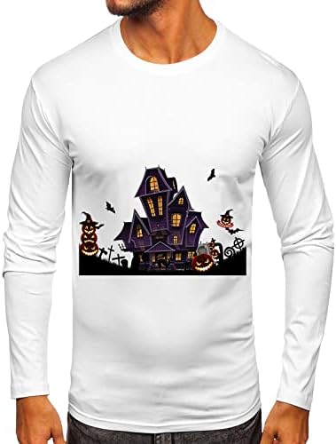 Xxbr muške majice za Halloween, muškarci Happy Halloween Haunted House Print dugih rukava Novost grafika
