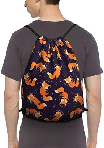 Dujieacking ranac, smiješna lisica Galaxy Torba za teretanu Sackpack Cinch Sportski ruksak za muškarce Žene