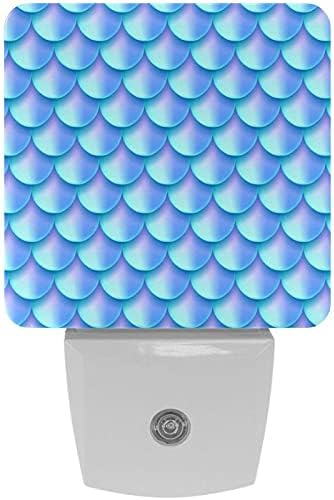 2 paket LED noćno svjetlo Auto/ON/Off prekidač, Mermaid Tale Scale svijetlo plava idealna za spavaću sobu,