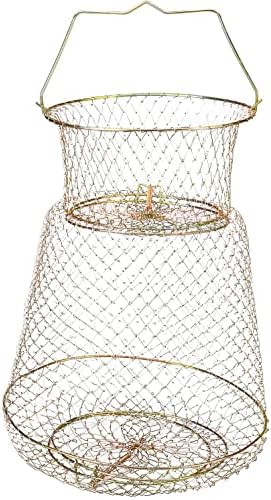 Psggary čelična žičana košarca pocinčana, srušena riblji rak rakova, metalna korpa za ribu, prijenosna ribarska