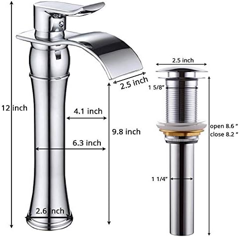 Domaći vodopad kupaonica Slavina za sudoper Kroma Jednokrevetna ručka sa pop-up zakidačem za odvod bez prelijevanja