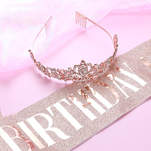 WLLHYF rođendan Queen Sash vještački dijamant Tiara Set rođendan krune djevojka traka za glavu rođendan