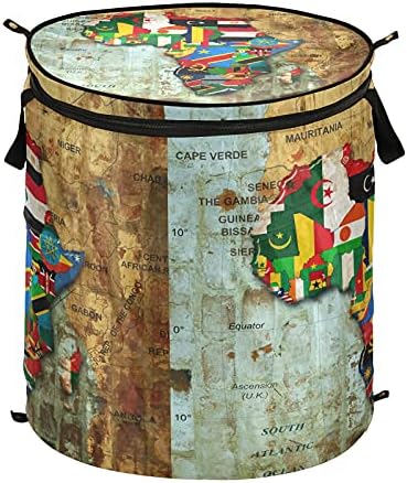 Alaza 50 l Košarica za pranje rublja, Blurry Afrika Kontinent za zastavu Karta Pop-up skladišne ​​košare
