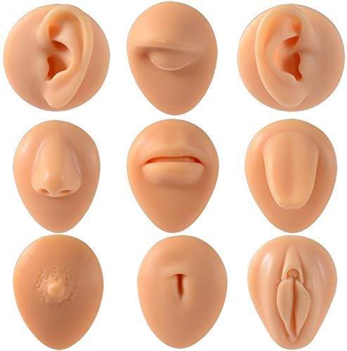 CHUANCI 1pc Meki Silikonski dio tijela Model ljudskog uha usta jezik očiju pupak Model prikaz punkcija prikaz