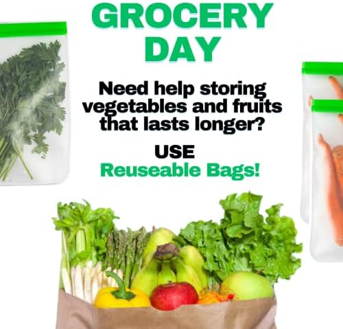 15 pakirajte torbe sa patentnim zatvaračem za višekratnu upotrebu u 4 veličine sa naljepnicama za zamrzavanje BPA free silikonske torbe za skladištenje hrane, galonske torbe za zamrzivač za višekratnu upotrebu, silikonske torbe za sendviče za višekratnu upotrebu, 5 x 6 kesa za višekratnu up