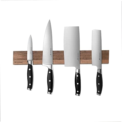 Linoroso Kitchen Tools Set-16,5 moćni magnetni držač noža od bagremovog drveta za zid sa nožem za čišćenje