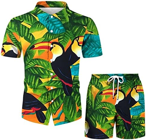 Xiloccer Havajska odjeća za muškarce TrackSit Mens 2 komada Outfit Ljetna casual Modna majica i kratke hlače
