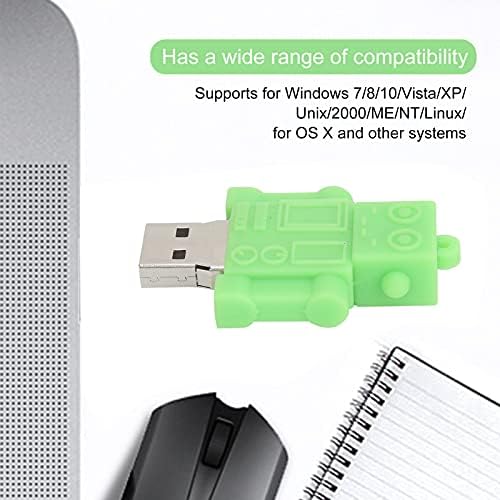 Novelty USB Flash Drive Slatka crtani zeleni robot USB disk Prijenosni palac Pogonski memorijski štap za dijeljenje mjenjača podataka, odličan poklon za prijatelje ili porodicu