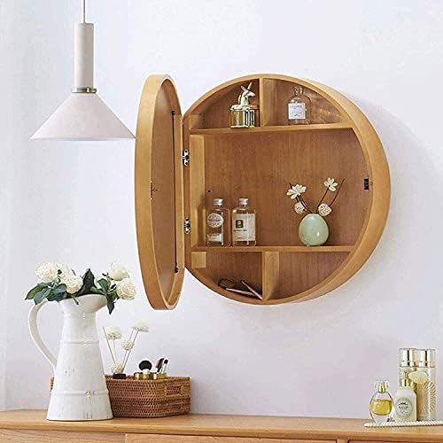 KEKEYANG ogledalo za šminkanje okrugli ormarić za ogledalo za kupatilo na 3 nivoa, zidni ormarić za odlaganje