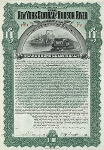 New York Central and Hudson River Railroad Co. - $1,000 Željeznička Zlatna Obveznica