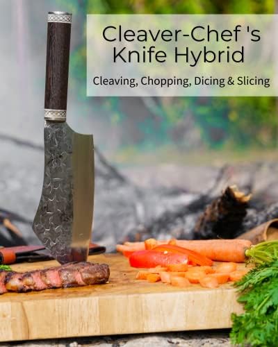 Norse Tradesman Chef & Cleaver Hybrid nož - 7,5 britva oštrih kuhinjskih nož - istinska čegarska kaiš ručka