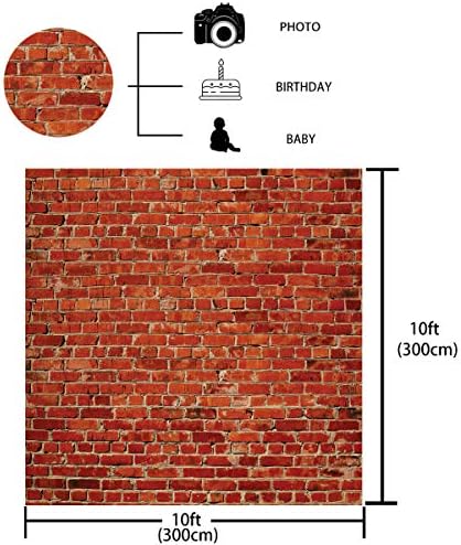 AIIKES 10x10ft Rustikalna crvena cigla zid pozadina cigla fotografija pozadina Baby tuš dekoracija za rođendansku