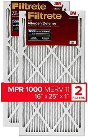 Filtrete 16x25x1 filter zraka, MPR 1000, Merv 11, Mikro alergen odbrana tromjesečni naborani 1-inčni filtri