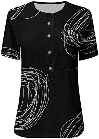 Košulje za majice s dugim rukavima Žene Ležerne modne tipke za ispis listova O vrat kratka košulja s dugim