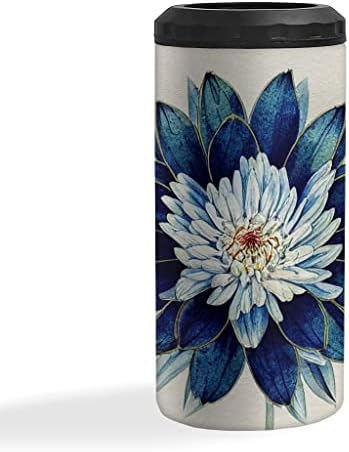 Cvjetni umjetnički izolirani tanki može hladniji - plavi botanički limenka - umjetnička radna izolirana