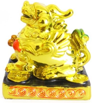 2 Golden Feng Shui pi yao, pi sou, pixiu statue za umirenje Tai sui i donijeti novac