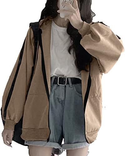 Ženske zimske kapute Linend labavi motivi kapuljač sa džepovima dugih rukava za velike rukavice u boji u