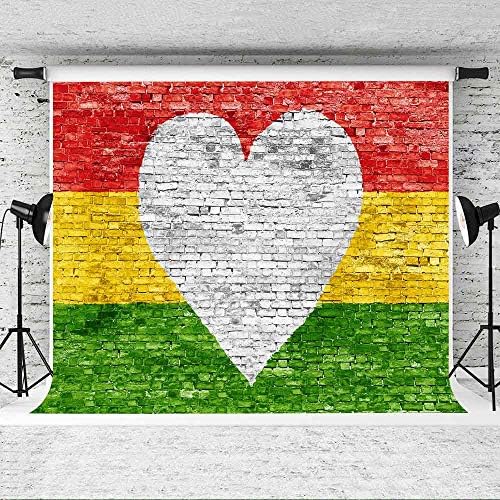 EOA 7x5ft Heart Shape svijetlo crvena žuta zelena zid pozadina Love Reggae Jamajka fotografija pozadina