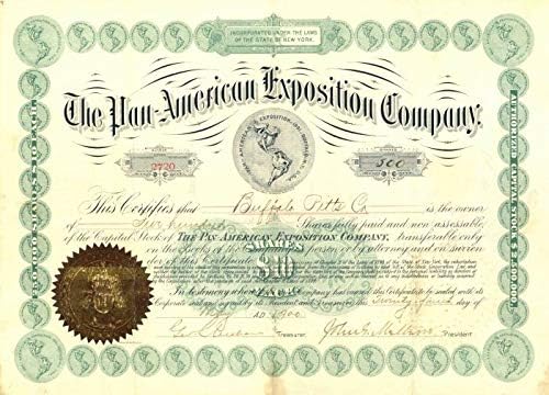 Pan - American Exposition Co-Stock Certifikat