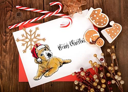 Božićni psi čistim markama za izradu kartica i foto album ukrase, slatke maiko štenete, pozdravne riječi