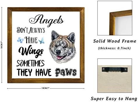Luckluccy Angels ne uzimaju uvijek krila koje imaju šape Wood Wood Wood Plakes Životinjski štenad Classic Searhouse Dekorativni za uredski kućni dnevni boravak 7x7in