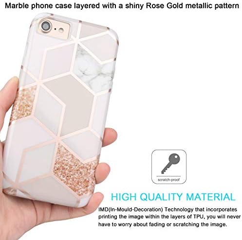Jaholan iPhone se 2022/2020 futrola, iPhone 7 8 futrola, elegantna sjajna ruža zlatna mramora Dizajn sjajnog