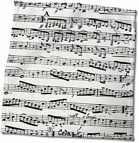 3D ružine note lim glazbeni glasovinski notacija crna i bijela TWL_203236_1 ručnik, 15 x 22, višebojni