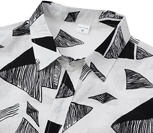 Wybaxz božićne jakne za mušku geometrijsku tiskanu košulju s kratkom ovratnikom majica na rukavu casual