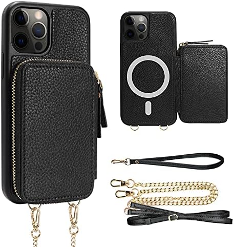 ZVE iPhone 12 Pro Max Magsafe torbica za novčanik Crossbody, magnetna bežična futrola za telefon za punjenje