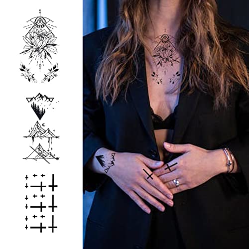 16 listova 3d crne cvijeće privremene tetovaže za žene tijelo ruku vrat vodootporan lažni tetovaže Rose